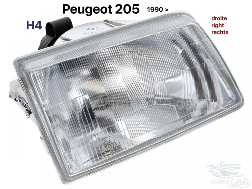 Peugeot - P 205, koplamp rechts H4, vanaf 1990