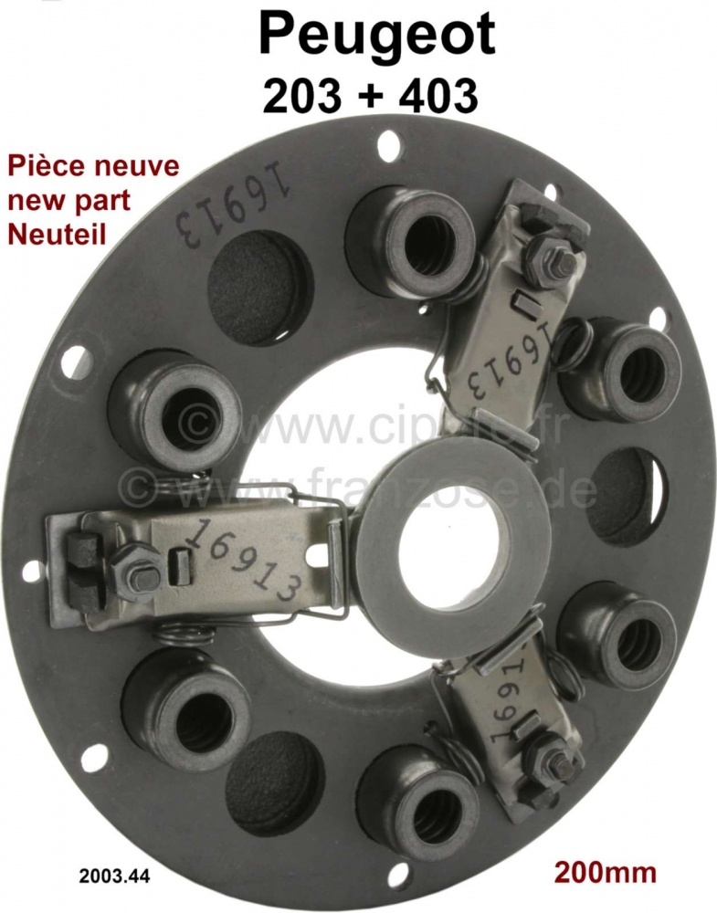Peugeot - P 203/403 koppelingsdrukplaat (nieuw onderdeel). Geschikt voor Peugeot 203 + 403. voor aan