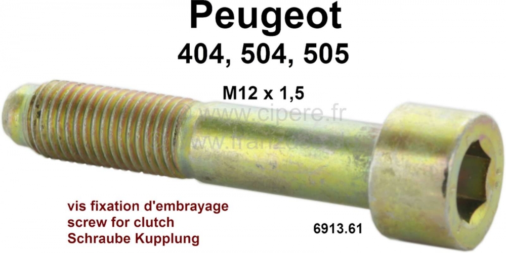 Peugeot - P 404/504/505, inbusbout voor bevestiging koppeling. Geschikt voor Peugeot 404, 504 + 505.