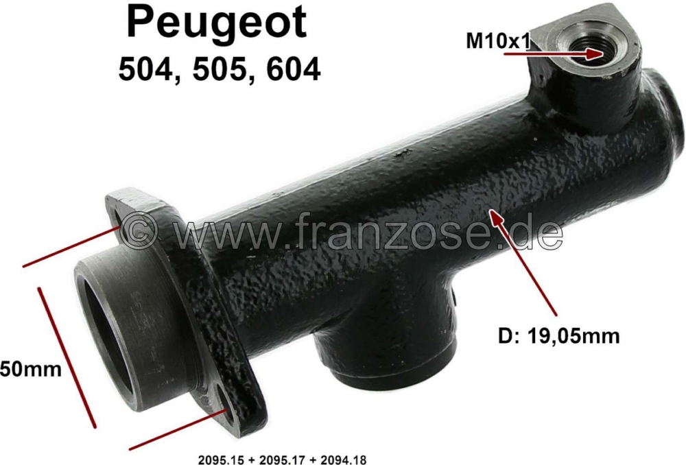 Renault - P 504/505/604, hoofdkoppelingscilinder. Geschikt voor Peugeot 504 + 505, alle benzinemotor
