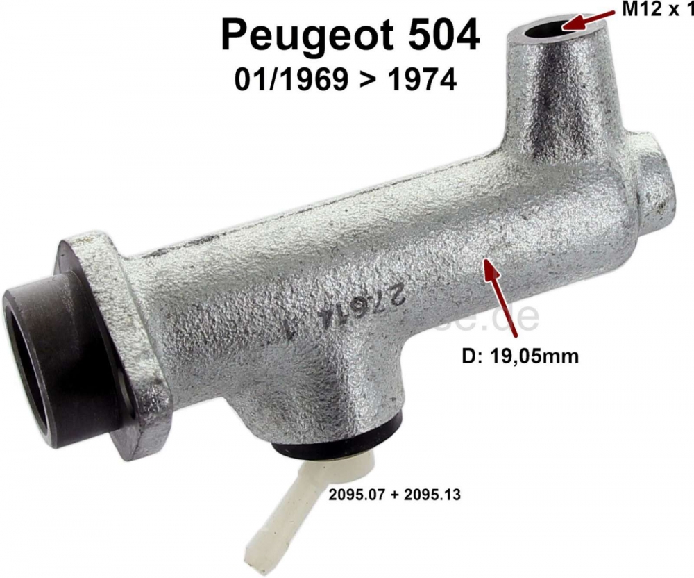 Renault - P 504, hoofdkoppelingscilinder. Geschikt voor Peugeot 504, van 01/1969 tot 1974. Zuiger di