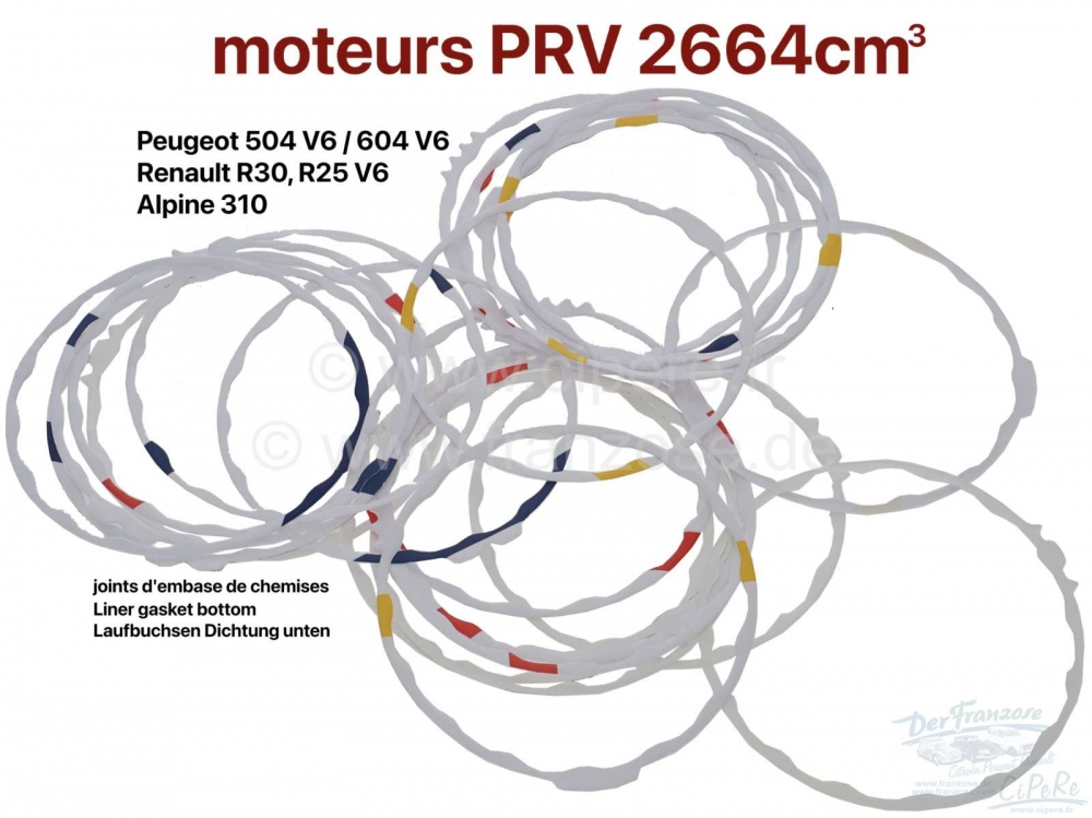 Sonstige-Citroen - Onderste voeringafdichting (1 set). Voor V6 Euro-motor (PRV) met 2664cc. Geschikt voor Peu