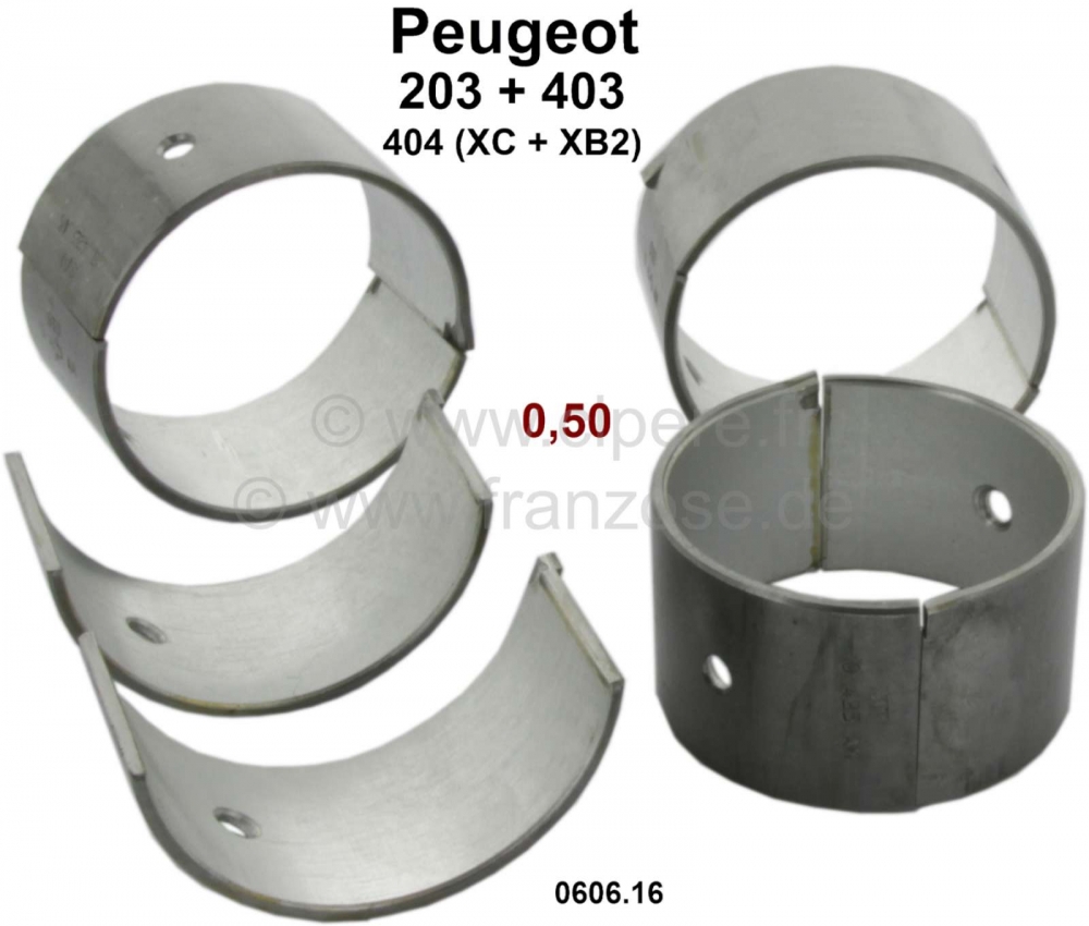 Peugeot - P 203/403/404 drijfstanglager (complete set) voor benzinemotoren met 3 krukaslagers. Afmet