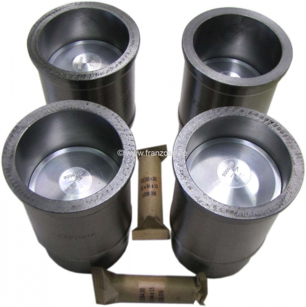 Peugeot - P 203/403, zuiger + voering (4 stuks). Geschikt voor Peugeot 203 + 403 (7CV). Boring: 75mm