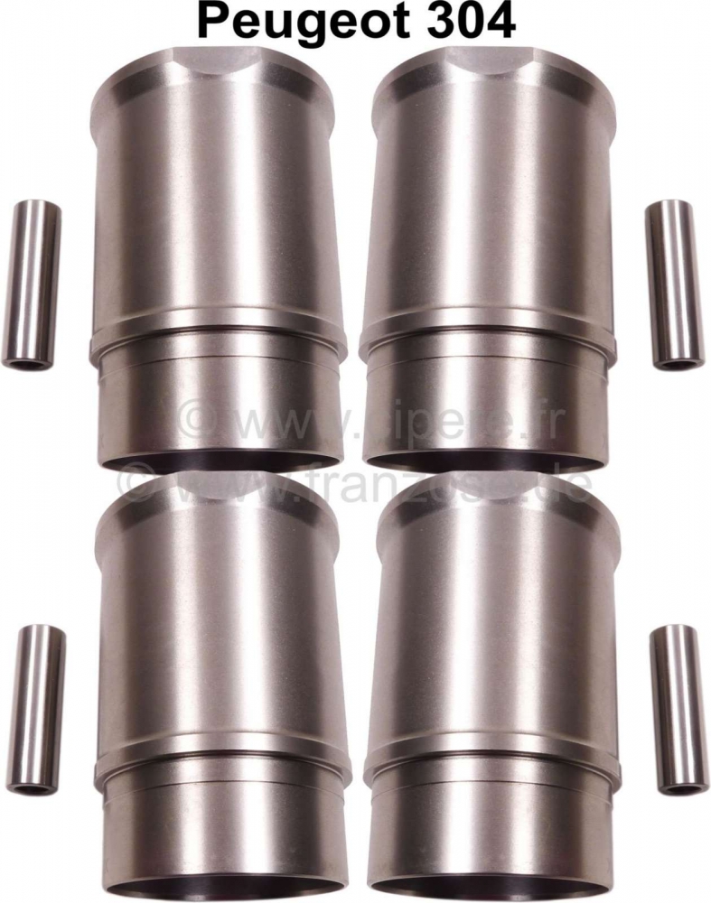 Peugeot - P 304, zuiger + cilinder (4 stuks). Geschikt voor Peugeot 304, 304S, vanaf bouwjaar 10/197