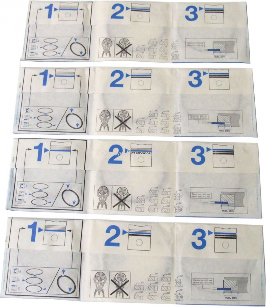 Peugeot - P 304, zuigerveren, voor 4 zuigers. Geschikt voor Peugeot 304 Motor: XL5/S. Compressieverh
