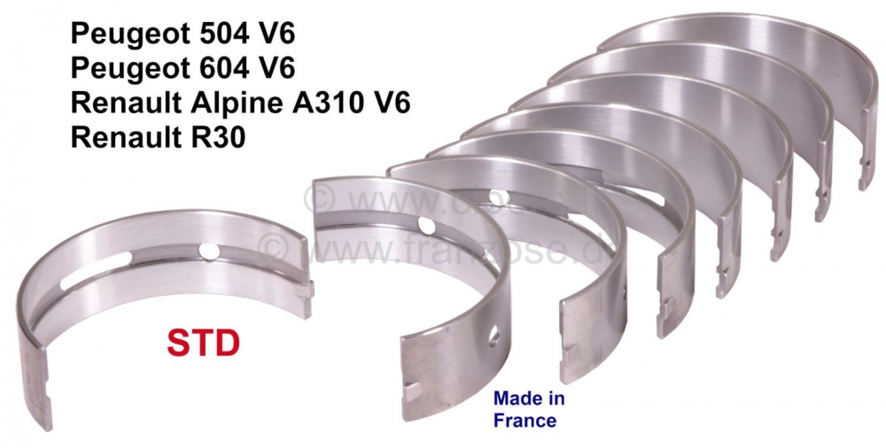 Peugeot - P 504 V6/604/Alpine A310 V6/R30, krukaslagerset (V6 BRV). Standaard afmeting. Geschikt voo