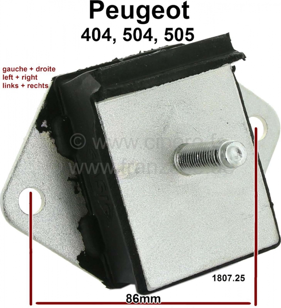 Peugeot - P 404/504/505, voorste motorsteun. Geschikt voor Peugeot 404, Peugeot 504 + 505. De motors