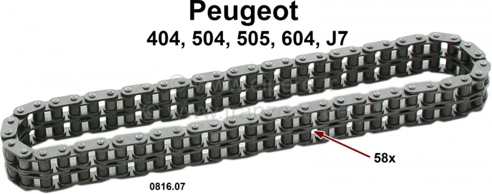 Renault - Distributieketting, 58 kettingschakels (duplex, dubbele ketting). Geschikt voor Peugeot 40