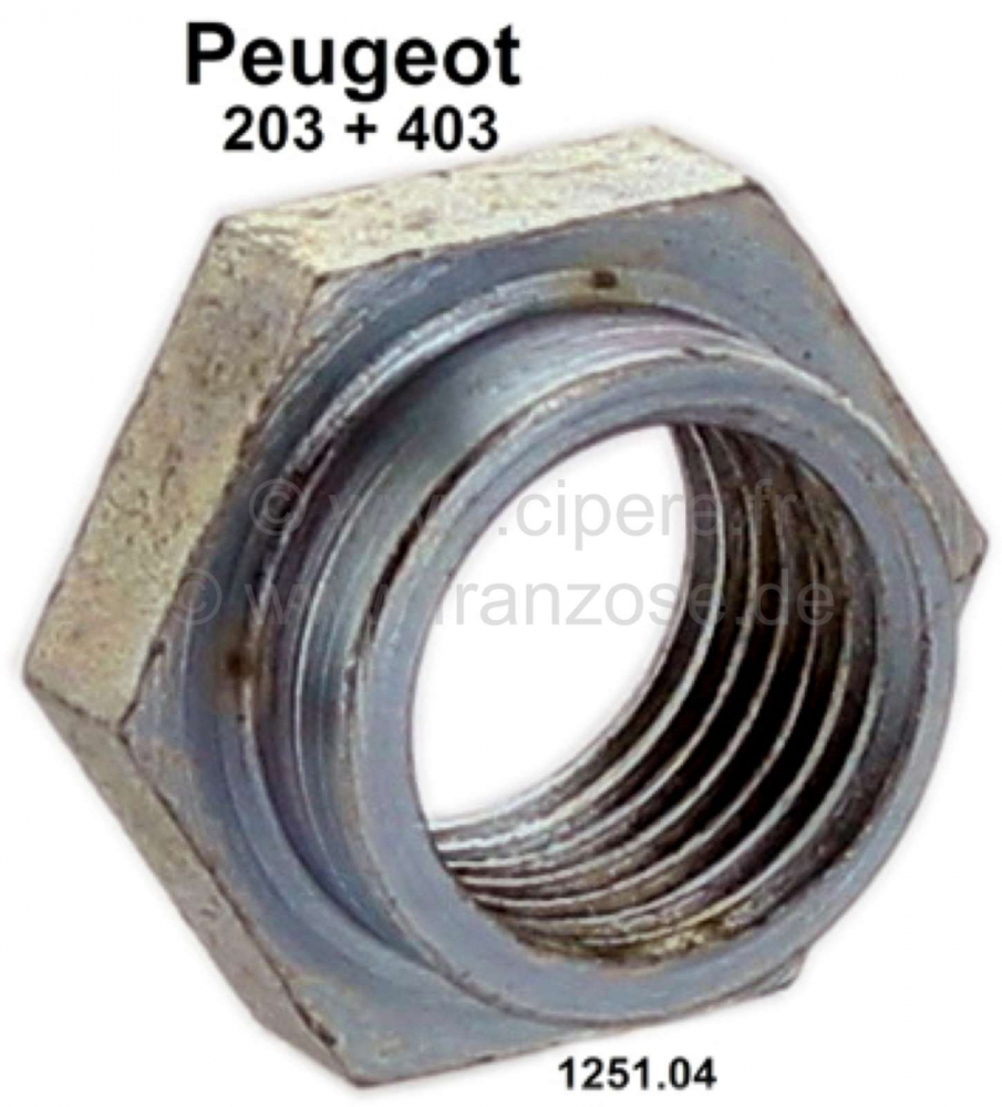 Peugeot - P 203/403, moer voor de as van de waterpomp. Geschikt voor Peugeot 203 + 403, Bestelnr. 12