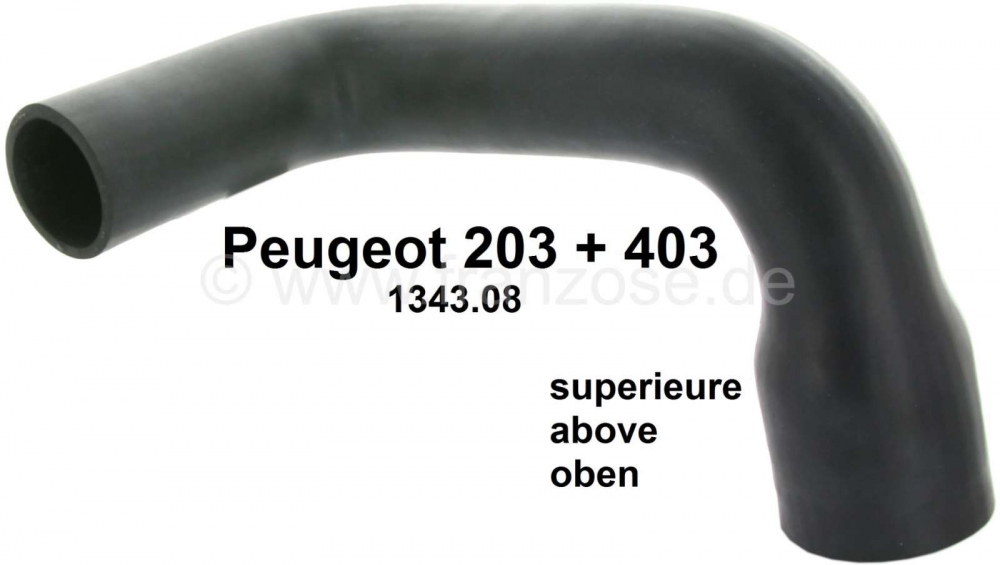 Peugeot - P 203/403, radiatorslang top, 2 versies. Geschikt voor Peugeot 403, Bestelnr. 1343.08