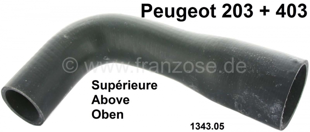 Peugeot - P 203, radiatorslang top, 1 versie. Geschikt voor Peugeot 203, Bestelnr. 1343.05