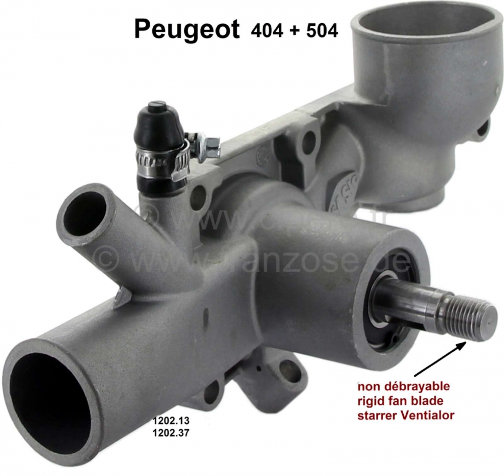 Peugeot - P 404/504, waterpomp, voor starre ventilatorbladen. Geschikt voor Peugeot 404 + Peugeot 50
