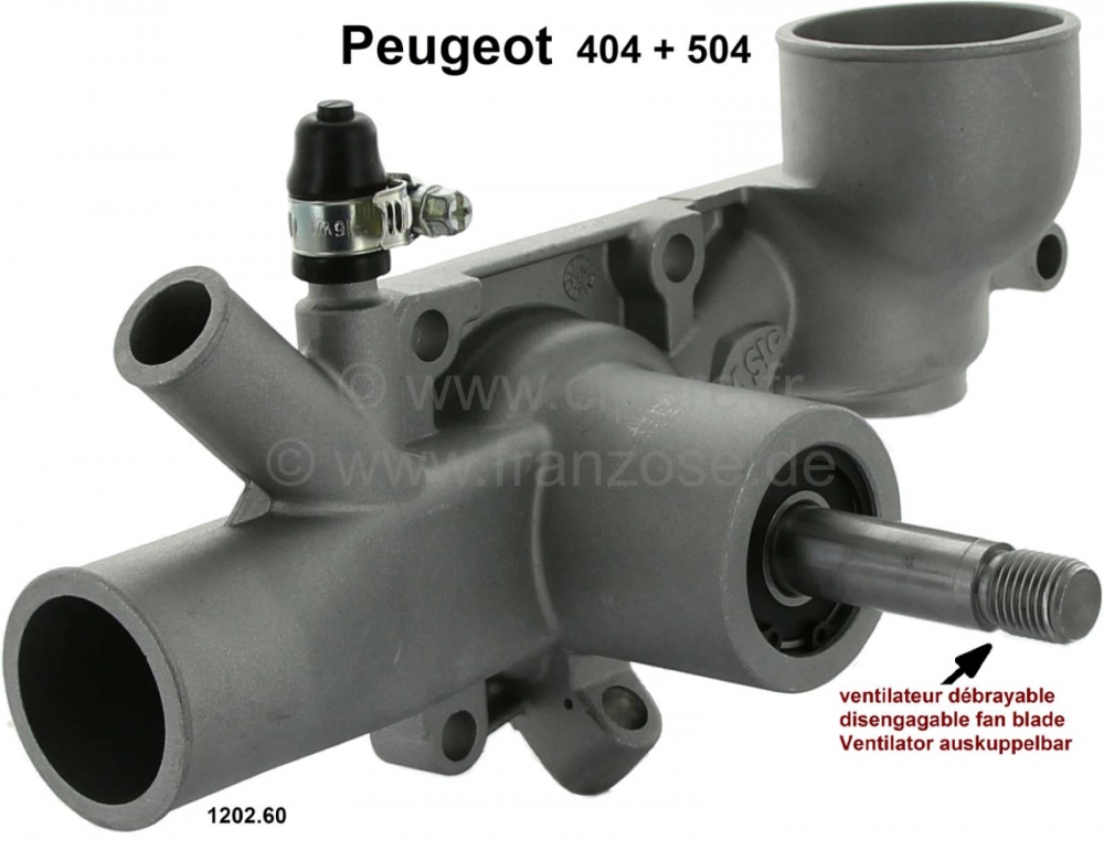 Peugeot - P 404/504, waterpomp, voor uitschakelbaar ventilatorblad. Geschikt voor Peugeot 404 + Peug