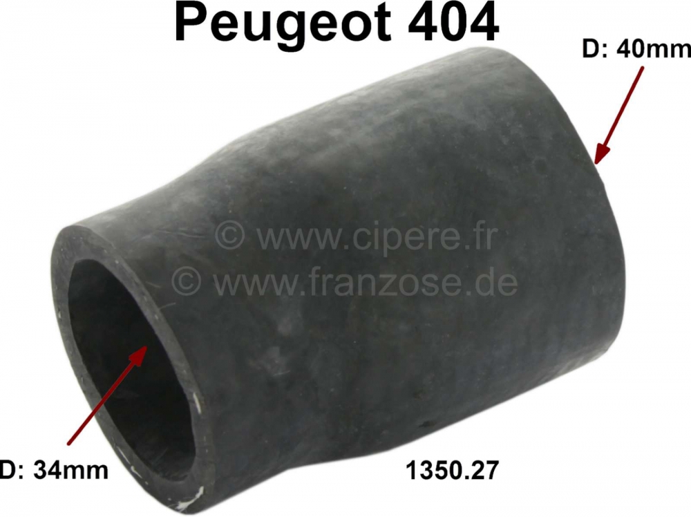 Peugeot - P 404, radiatorslang verloopstuk voor de waterpomp. Geschikt voor Peugeot 404. Binnendiame