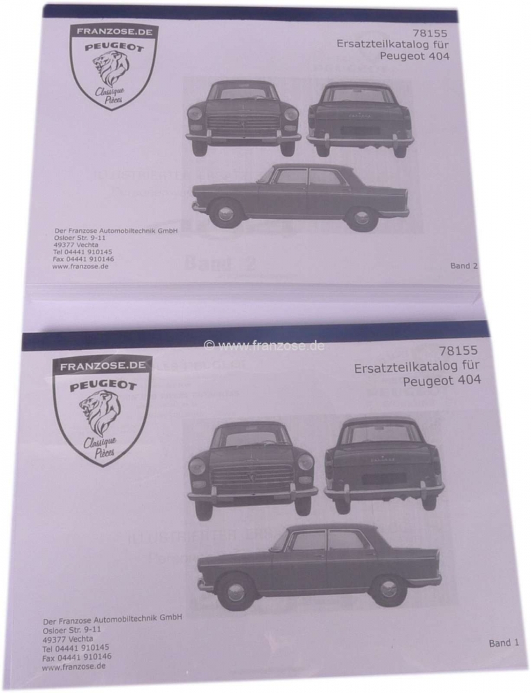 Peugeot - Onderdelencatalogus Peugeot 404, 2 delen, 1000 pagina's!