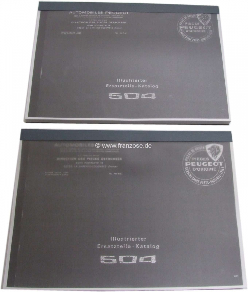 Peugeot - P 504, onderdelencatalogus (herdruk). Peugeot 504 berline, 2 delen, bouwjaar 1968 tot 06/1