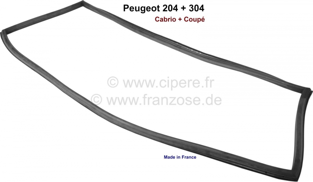 Citroen-2CV - P 204/304, afdichting voorruit. Geschikt voor Peugeot 204 + 304 Cabrio + Coupé. Reproduct