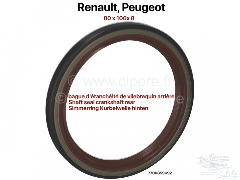 Renault - Krukaskeerring achter. Geschikt voor bijna alle Renault-motoren. Ook voor V6 motoren van P