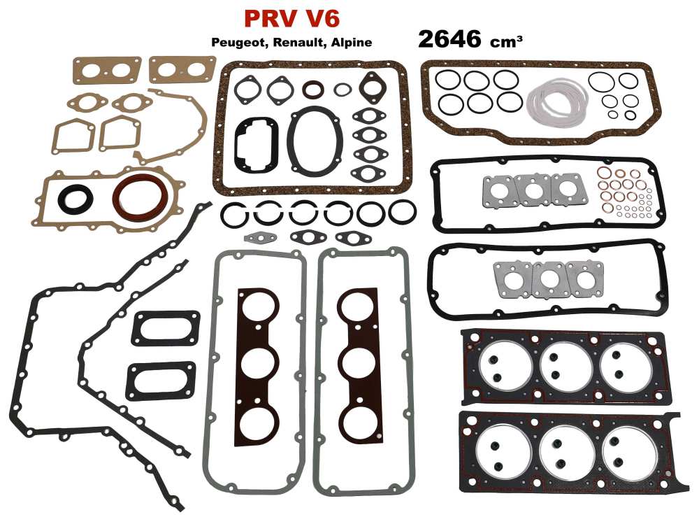 Renault - P 504/604/R30/Alpine V6. Motorpakkingset (incl. cilinderkoppakking + oliekeerringen). Gesc