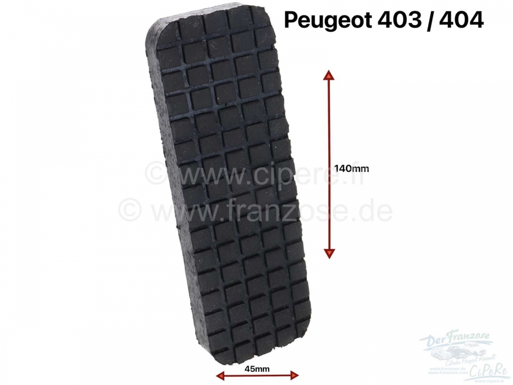 Peugeot - P 403/404, groot gaspedaalrubber. Totale lengte ongeveer 140 mm, breedte 45 mm.