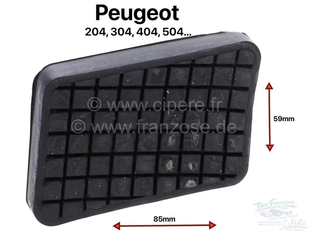 Citroen-2CV - Pedaalrubber Peugeot, 85 x 59mm. Geschikt voor Peugeot 204, 304, 404, 504 etc.. De rubbers