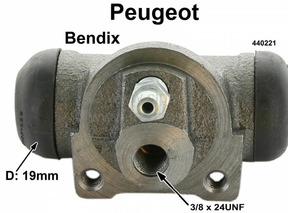 Alle - P 204/304/404, remcilinder achterwiel Peugeot 204,304,404 Thermostabiel! Systeem Bendix, 1