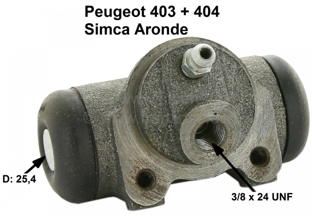Alle - P 403/404/Simca, remcilinder achterwiel. Geschikt voor Peugeot 403, vanaf modeljaar 5/1958