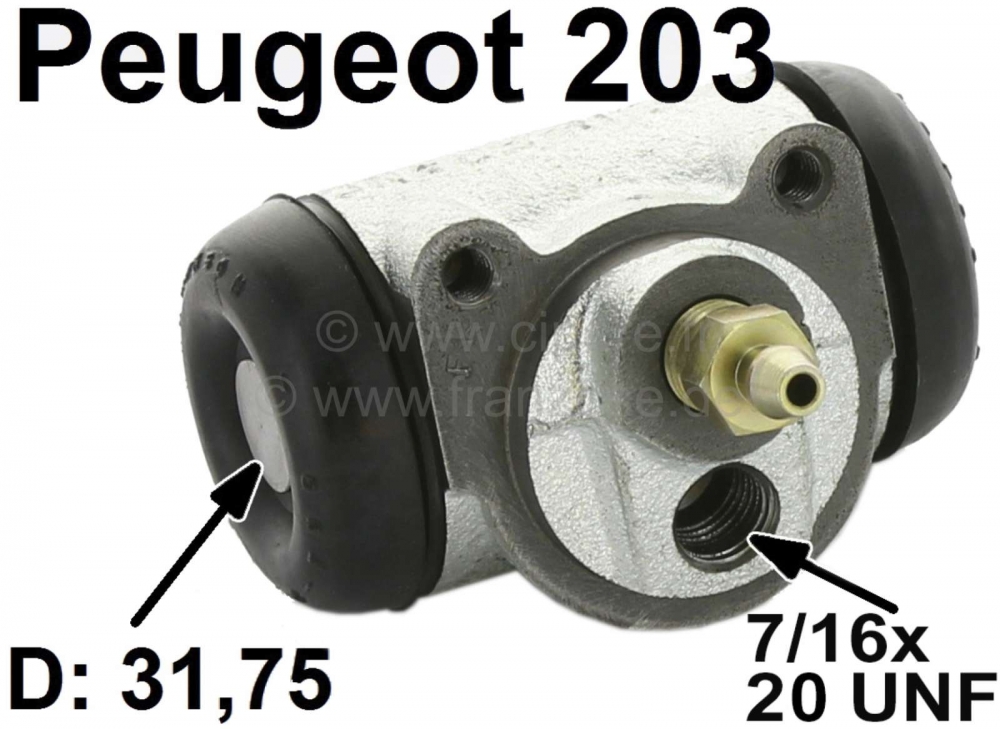 Peugeot - P 203/D3A, remcilinder voorwiel, zuigerdiameter 31,75 mm, Peugeot 203 van modeljaar 07/195