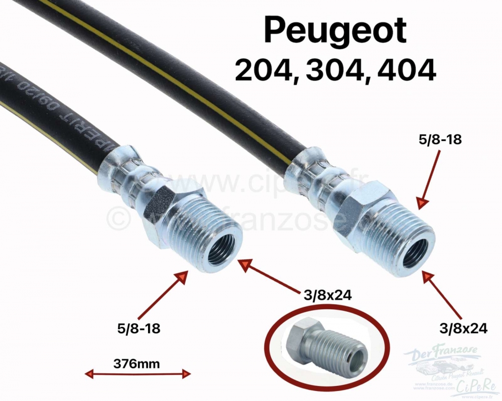 Citroen-2CV - P 204/304/404/202, remslang voor. Geschikt voor Peugeot 204 + 304, waarschijnlijk gebouwd 
