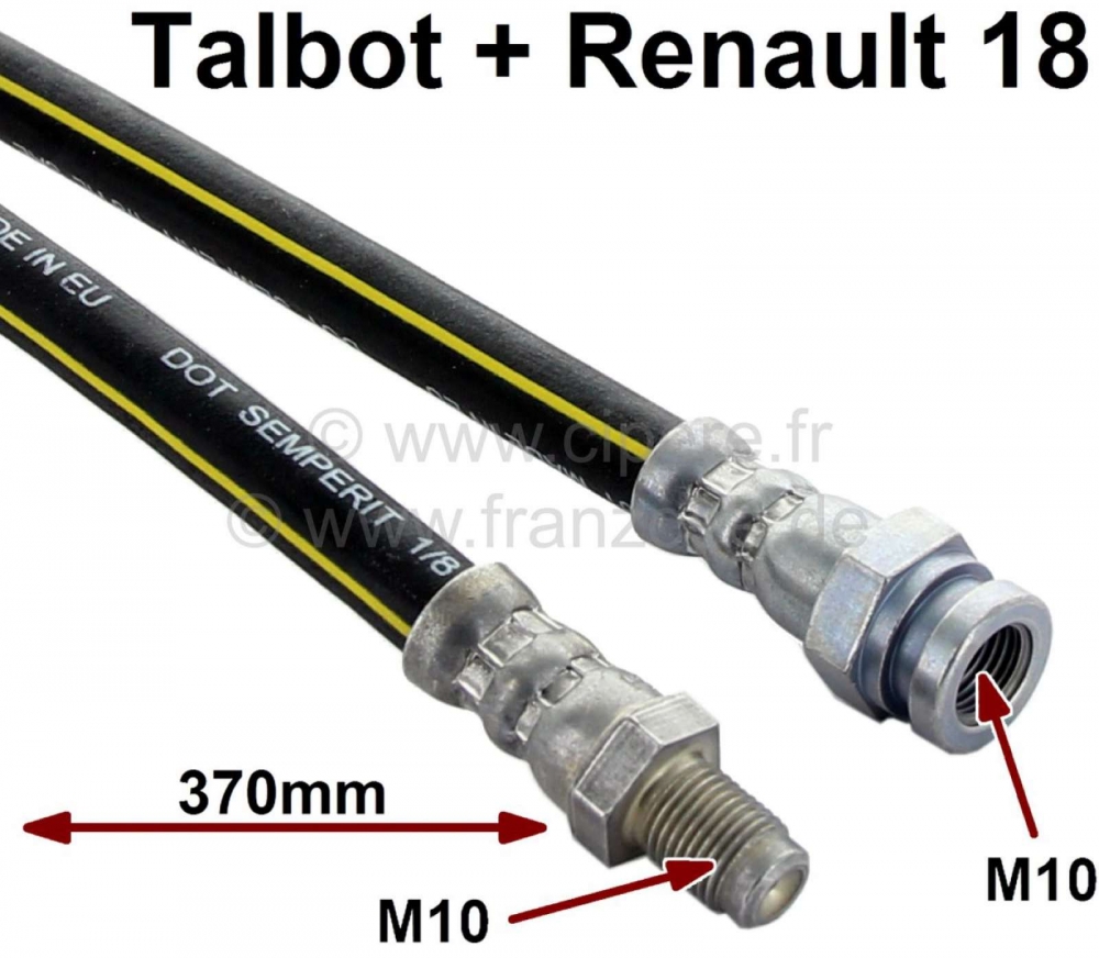 Sonstige-Citroen - Talbot Samba/R18, remslang. Lengte: 370 mm. Schroefdraad: 1x binnendraad M10x1. 1x buitend