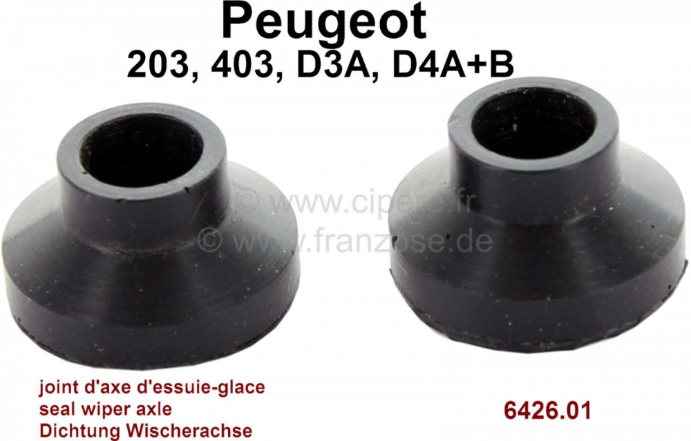 Sonstige-Citroen - P 203/403, afdichting (2 stuks) voor de ruitenwisseras. Geschikt voor Peugeot 203, 403 + D