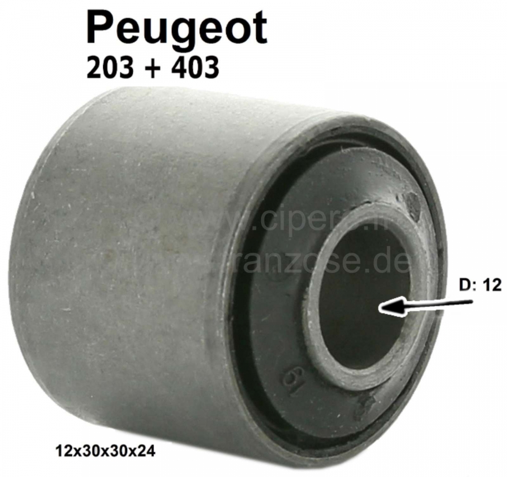 Peugeot - P 203/403, stille bus voor hendel schokdemper. Peugeot 203 + 403. 12x30x30x24mm