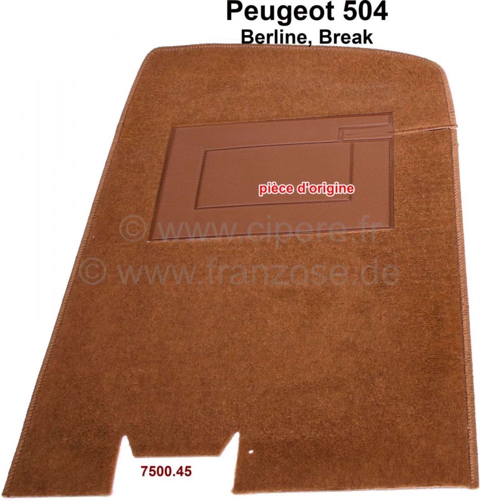 Peugeot - P 504, tapijtmat rechtsvoor. Kleur: bruin (Brun 5313 ). Originele Peugeot, geen replica! G
