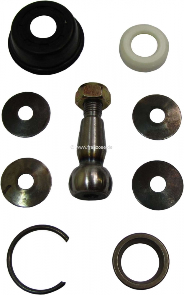 Citroen-2CV - P 204/304/404, trekstangeind reparatieset. Geschikt voor Peugeot 204, 304 + 404, schroefdr