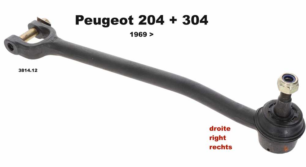 Citroen-2CV - P 204/304, spoorstang rechts compleet (incl. spoorstangeind). Geschikt voor Peugeot 204 + 