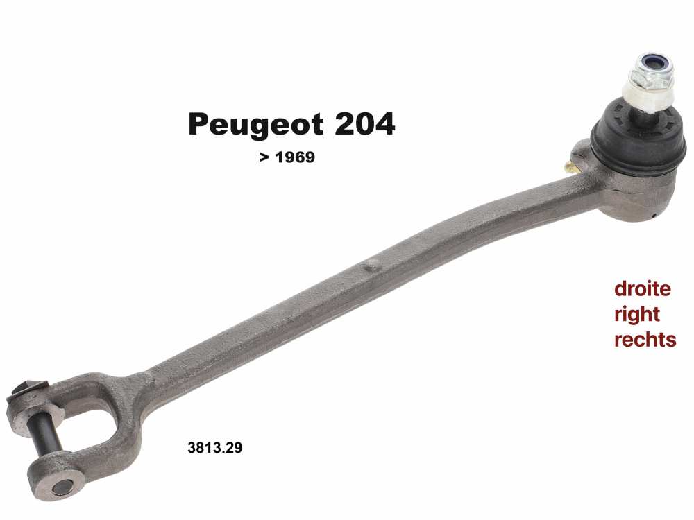 Renault - P 204, trekstang rechts, incl. trekstangeind. Geschikt voor Peugeot 204, tot modeljaar 196