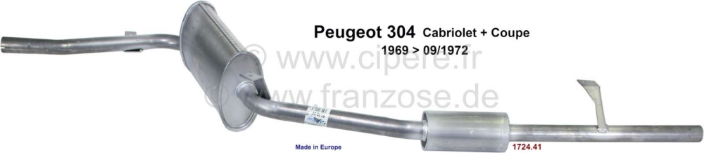 Peugeot - P 304C, achterdemper (bestaande uit 2 dempers), alleen geschikt voor Peugeot 304 Cabrio + 