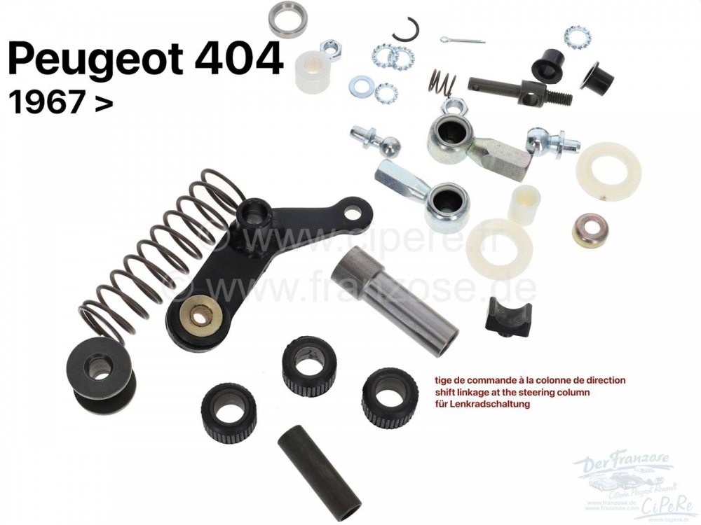 Peugeot - P 404, reparatieset schakelstang (voor de schakelstang aan de stuurkolom). Geschikt voor P