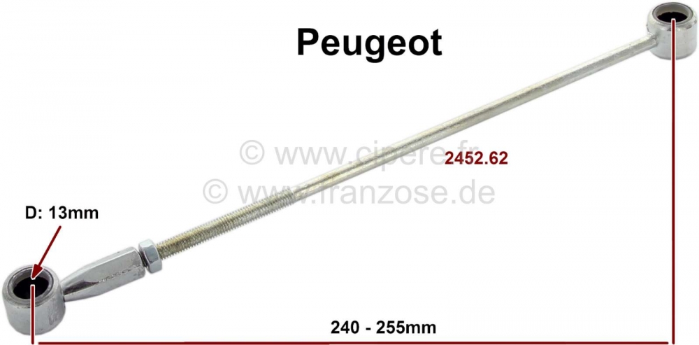 Peugeot - Schakelstang (verbindingsstang) voor het schakelen. Voor kogelkop: 13,0mm. Totale lengte: 