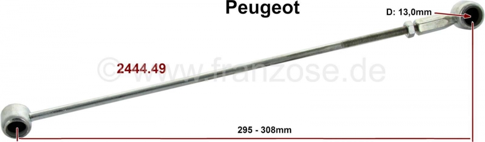 Peugeot - Schakelstang (verbindingsstang) voor het schakelen. Voor kogelkop: 13,0mm. Totale lengte: 