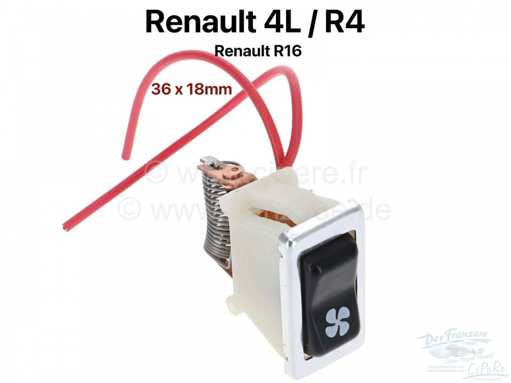 Renault - Tuimelschakelaar voor verwarmingsventilator (2-traps). Geschikt voor Renault R4, van model
