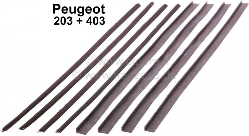 Peugeot - P 203/403, raamrubbers (binnen en buiten), voor alle 4 de portieren. Geschikt voor Peugeot