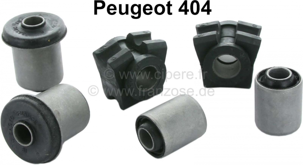 Peugeot - P 404, rubberen reparatieset vooras (voor stabilisator). Geschikt voor Peugeot 404.