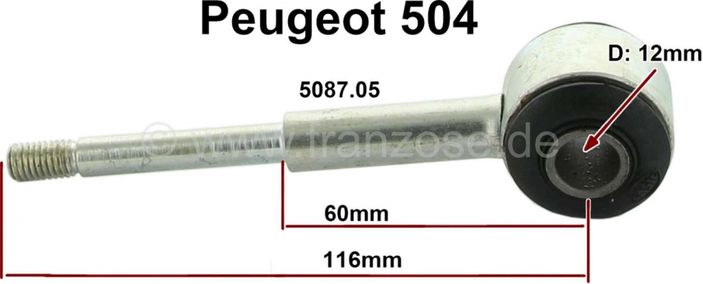 Renault - P 504, stabilisatorstang (koppelstang). Geschikt voor Peugeot 504, tot nr. 1702473, Or. nr