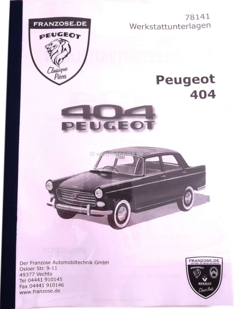 Peugeot - P 404, werkplaatshandboek Peugeot 404 incl. Coupé, Cabrio, 63>73 Duits, ca. 550 pagina's