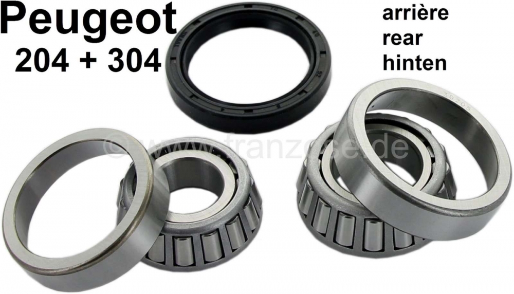 Citroen-2CV - P 204/304, achterwiellagerset. Afmeting lager 1: 20 x 47 x 15mm. Lager 2: 25 x 52 x 16,4mm