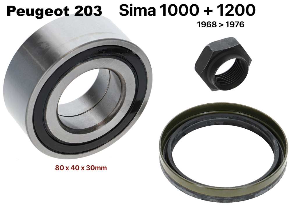 Alle - Voorwiellager. Geschikt voor Simca 1000 + 1200, van 1968 tot 1976, Peugeot 203, buitendiam