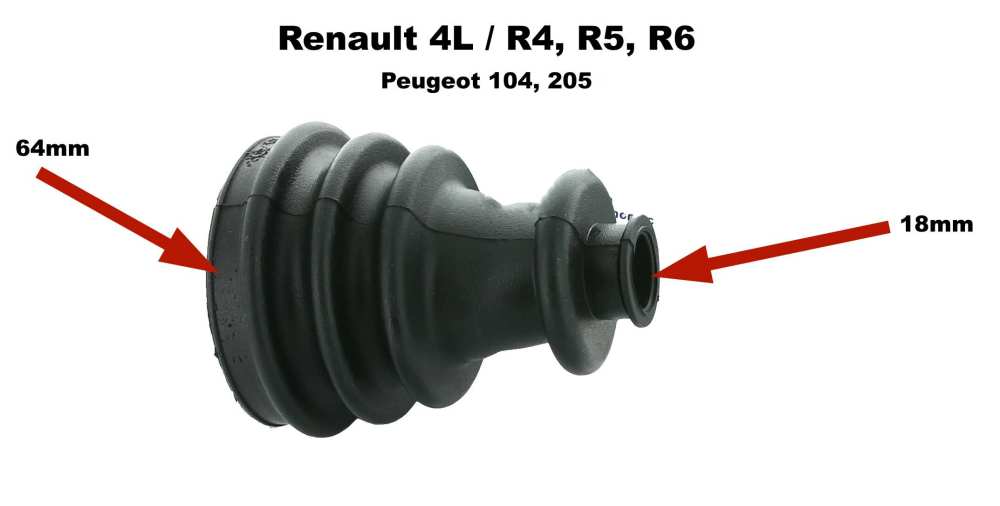 Renault - Aandrijfashoes, wielzijde. Geschikt voor Renault R4, R5, R6. Binnendiameter: 18 + 64mm. To
