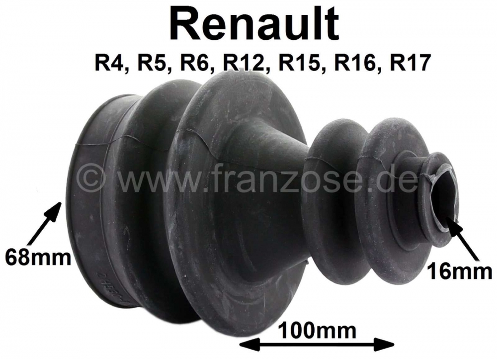 Alle - Aandrijfashoes, wielzijde. Geschikt voor Renault R4, R5, R6, R12, R15, R16, R17. Binnendia